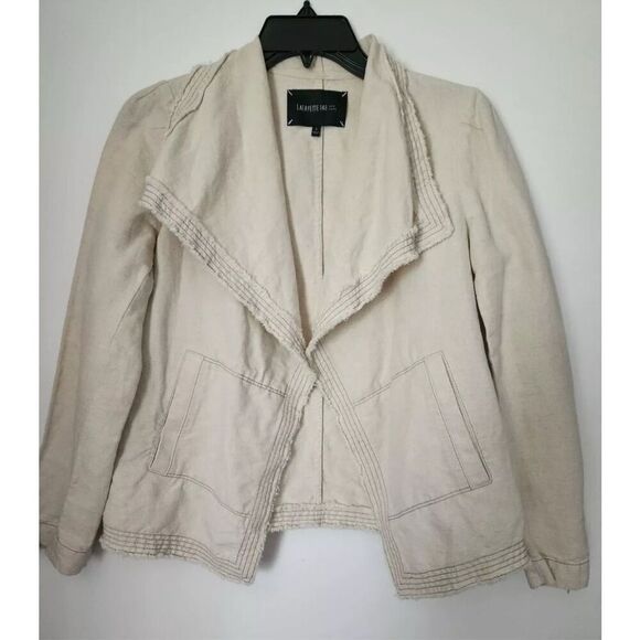 Lafayette 148 open front Jacket draped neck linen blend womens - Picture 1 of 12